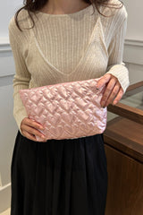 Ruched Heart Clutch with Zipper - Trendsi
