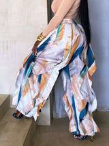 Printed Cargo Pants with Drawstring Waist - Trendsi - Flyclothing LLC
