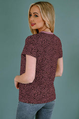 Animal Print Round Neck Short Sleeve T-Shirt - Trendsi - Flyclothing LLC