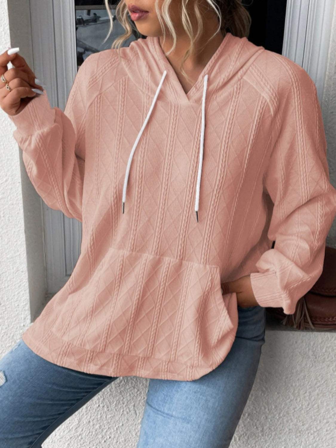 Full Size Drawstring Long Sleeve Hoodie - Trendsi - Flyclothing LLC