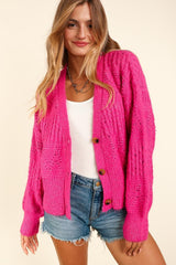 Haptics Full Size Button Down Crop Long Sleeve Cardigan - Trendsi