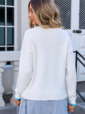 Rainbow Round Neck Long Sleeve Sweater - Trendsi
