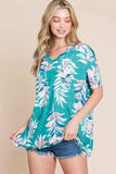 BOMBOM Loose Fit Vintage Floral Tunic Top - Trendsi - Flyclothing LLC