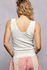 POL Textured Knit V-Neck Tank with Lace Trim - Trendsi - Flyclothing LLC