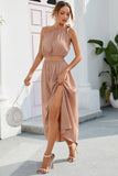 Ruched One Shoulder Top and Slit Skirt Set - Trendsi