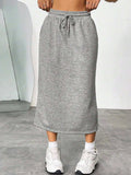 Slit Drawstring Midi Skirt - Trendsi - Flyclothing LLC