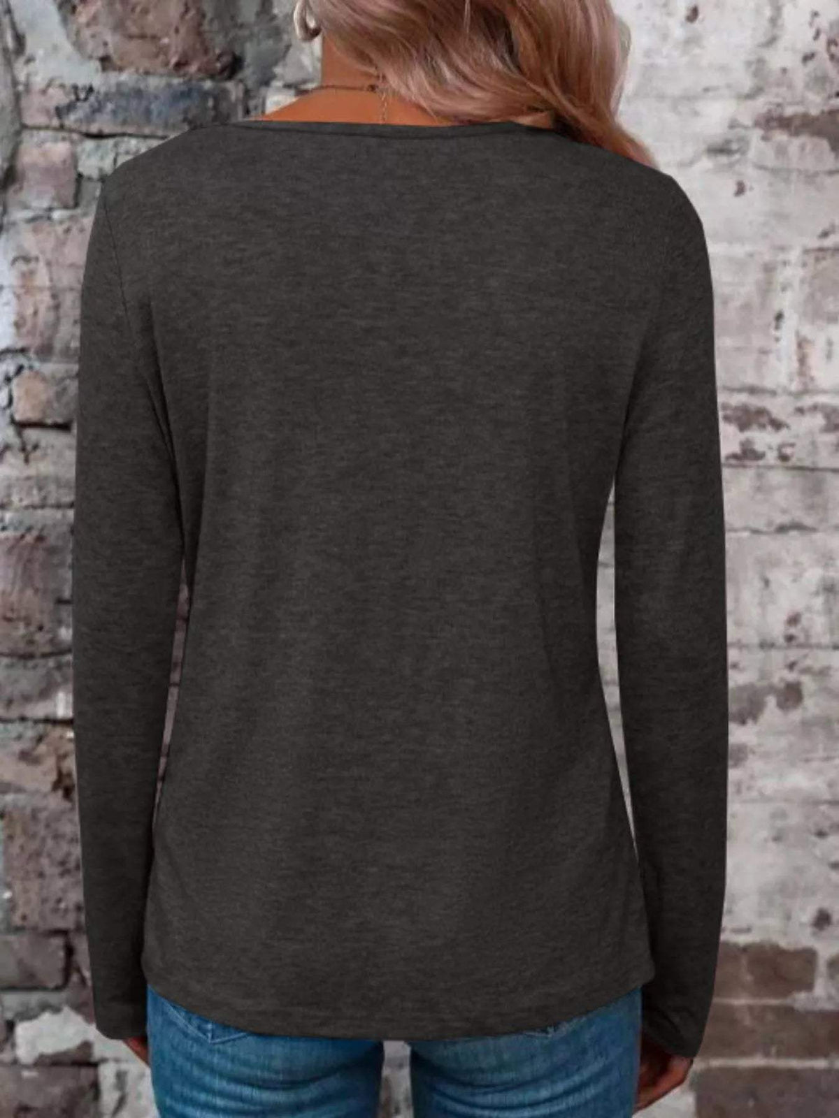 Crisscross V-Neck Long Sleeve T-Shirt - Trendsi - Flyclothing LLC