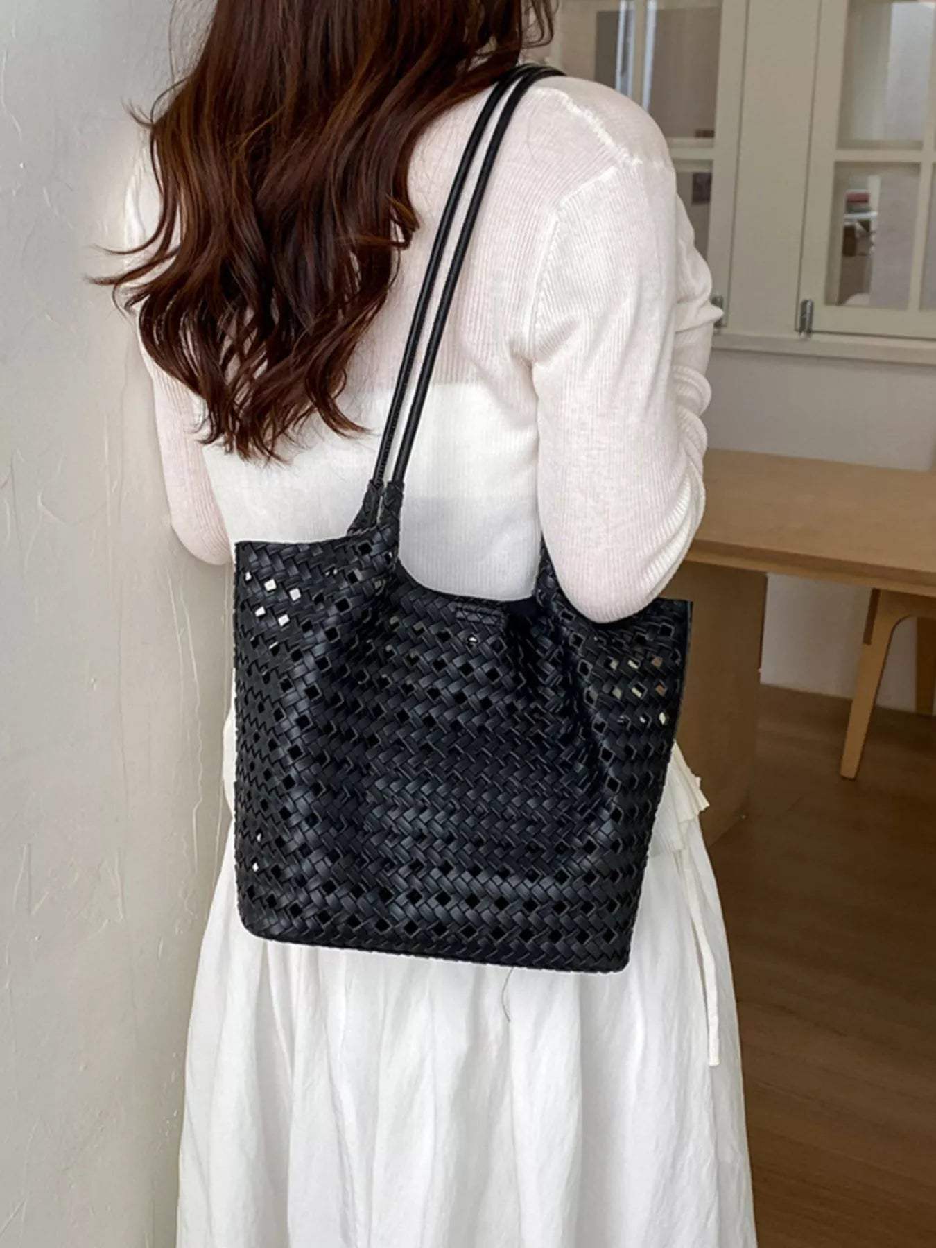 Woven Leather Shoulder Bag - Trendsi - Flyclothing LLC