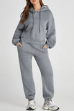 Dropped Shoulder Hooded Top and Pants Active Set - Trendsi