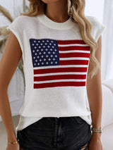 Devine US Flag Round Neck Sweater Vest - Trendsi - Flyclothing LLC