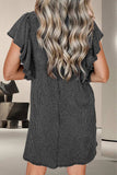 Textured Ruffled Round Neck Cap Sleeve Dress - Trendsi - Flyclothing LLC