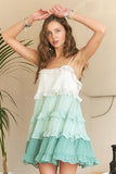 ADORA Swiss Dot Ruffled Tiered Mini Dress - Trendsi