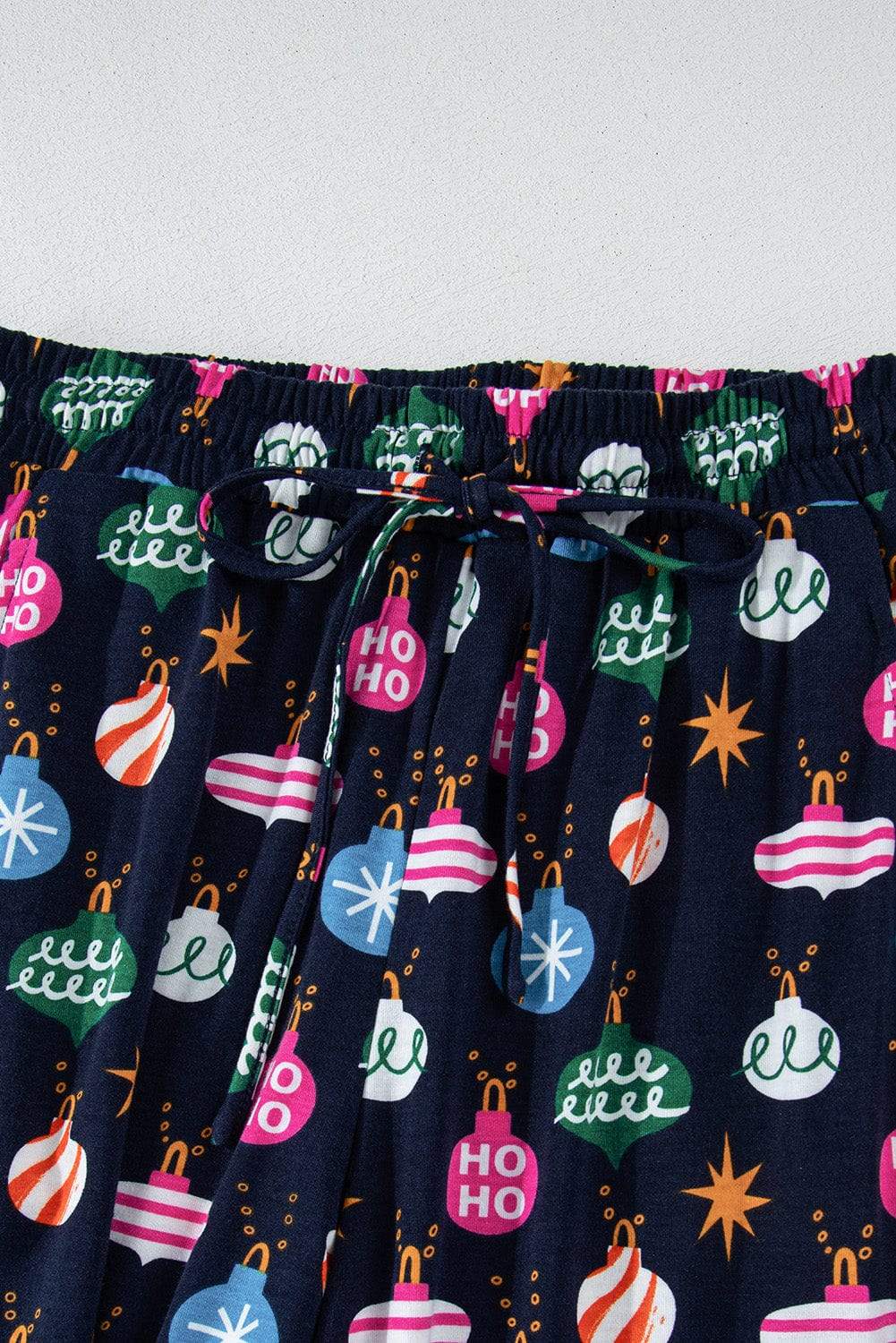 Christmas Lights Print Collared Neck Top and Pants Set - Trendsi - Flyclothing LLC