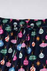 Christmas Lights Print Collared Neck Top and Pants Set - Trendsi - Flyclothing LLC