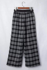 Plaid Wide-Leg Drawstring Pants - Trendsi - Flyclothing LLC
