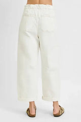RISEN Full Size High Rise Crop Wide Barrel Cargo Pocket Jeans Plus Size - Trendsi - Flyclothing LLC