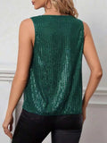 Sequin Cowl Neck Tank - Trendsi - Flyclothing LLC