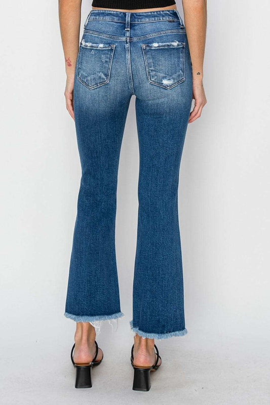 RISEN Full Size Frayed Step Hem Ankle Straight Jeans - Trendsi - Flyclothing LLC