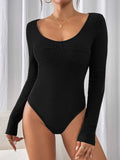Perfee Scoop Neck Long Sleeve Bodysuit - Trendsi