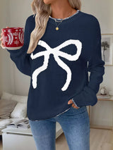 Bow Round Neck Sweater - Trendsi - Flyclothing LLC
