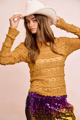 BiBi Ruffles Detail Mardi Gras Color Flower Lace Top - Trendsi - Flyclothing LLC