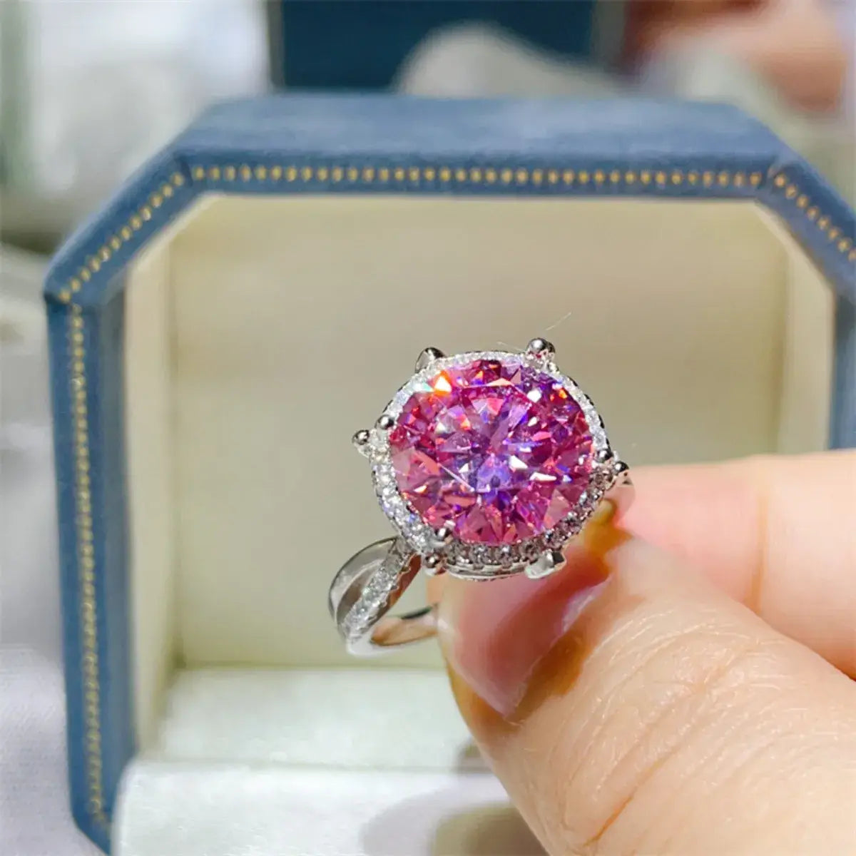 5 Carat Moissanite Halo Engagement Ring - Trendsi - Flyclothing LLC