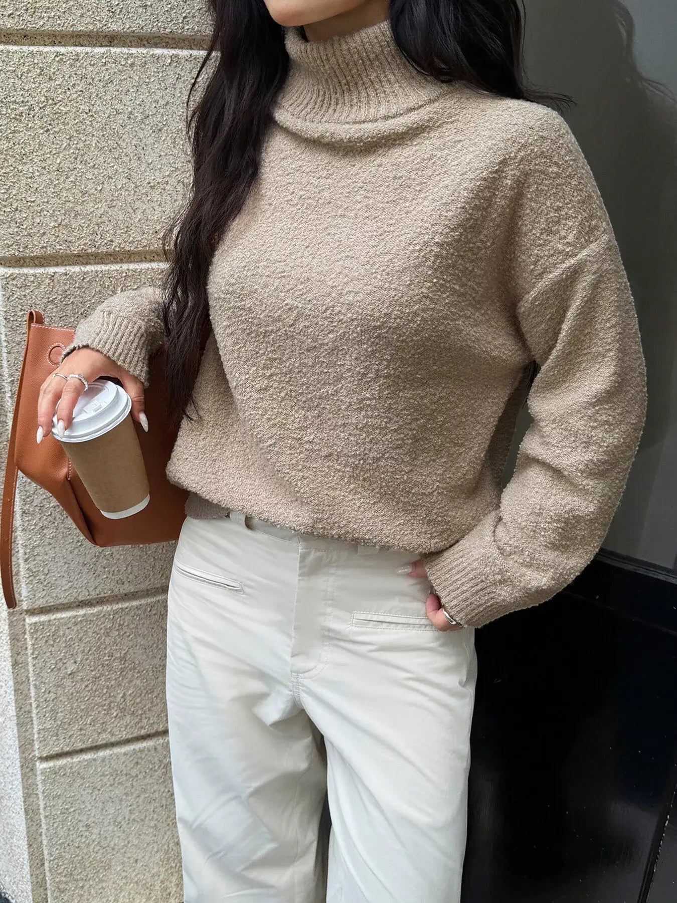 Turtleneck Long Sleeve Sweater - Trendsi - Flyclothing LLC