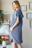Heimish Full Size Ribbed Short Sleeve Hooded Dress - Trendsi