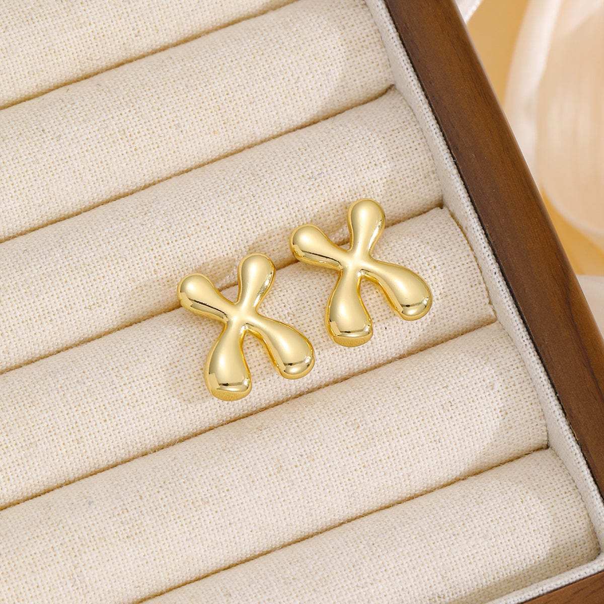 18K Gold-Plated Bubble Letter Stud Earrings - Trendsi - Flyclothing LLC