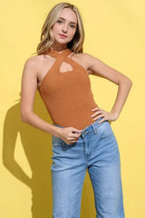 And The Why Basic Rib Cross Halter Neck Tank Top - Trendsi - Flyclothing LLC