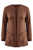 Full Size Textured Open Front Long Sleeve Cardigan - Trendsi - Flyclothing LLC