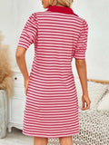 Contrast Striped Short Sleeve Mini Dress - Trendsi - Flyclothing LLC