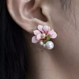 Flower Pearl Stud Earrings - Trendsi - Flyclothing LLC