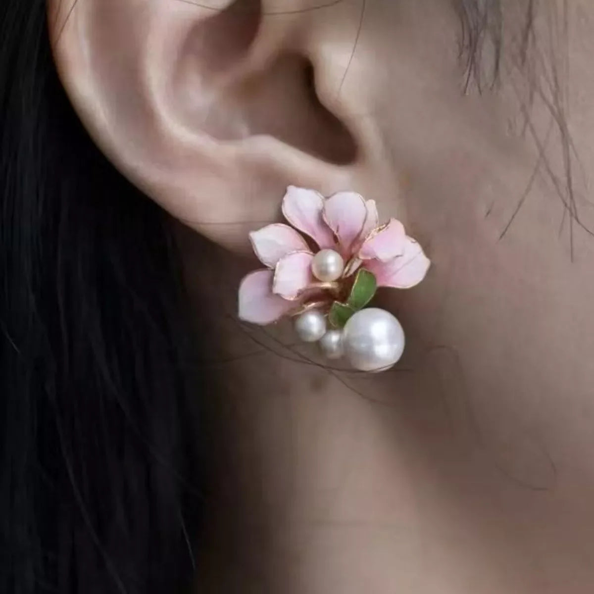 Flower Pearl Stud Earrings - Trendsi - Flyclothing LLC