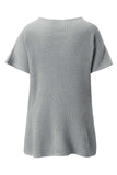 Slit Round Neck Short Sleeve Knit Top - Trendsi - Flyclothing LLC