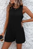 Round Neck Sleeveless Front Pocket Romper - Trendsi - Flyclothing LLC