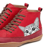 Cat Print Striped Ankle Sneakers - Trendsi - Flyclothing LLC