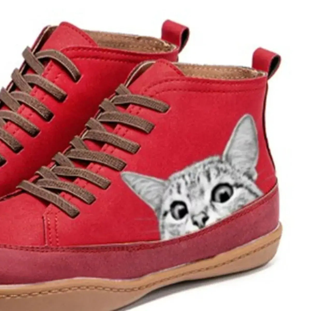 Cat Print Striped Ankle Sneakers - Trendsi - Flyclothing LLC
