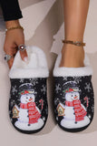 Snowman Round Toe Faux Fur Slippers - Trendsi