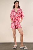 VERY J Oversized Printed Button Down Resort Romper - Trendsi