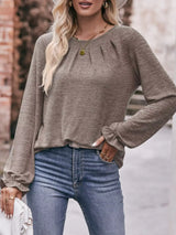 Ruffle Cuff Long Sleeve T-Shirt - Trendsi - Flyclothing LLC