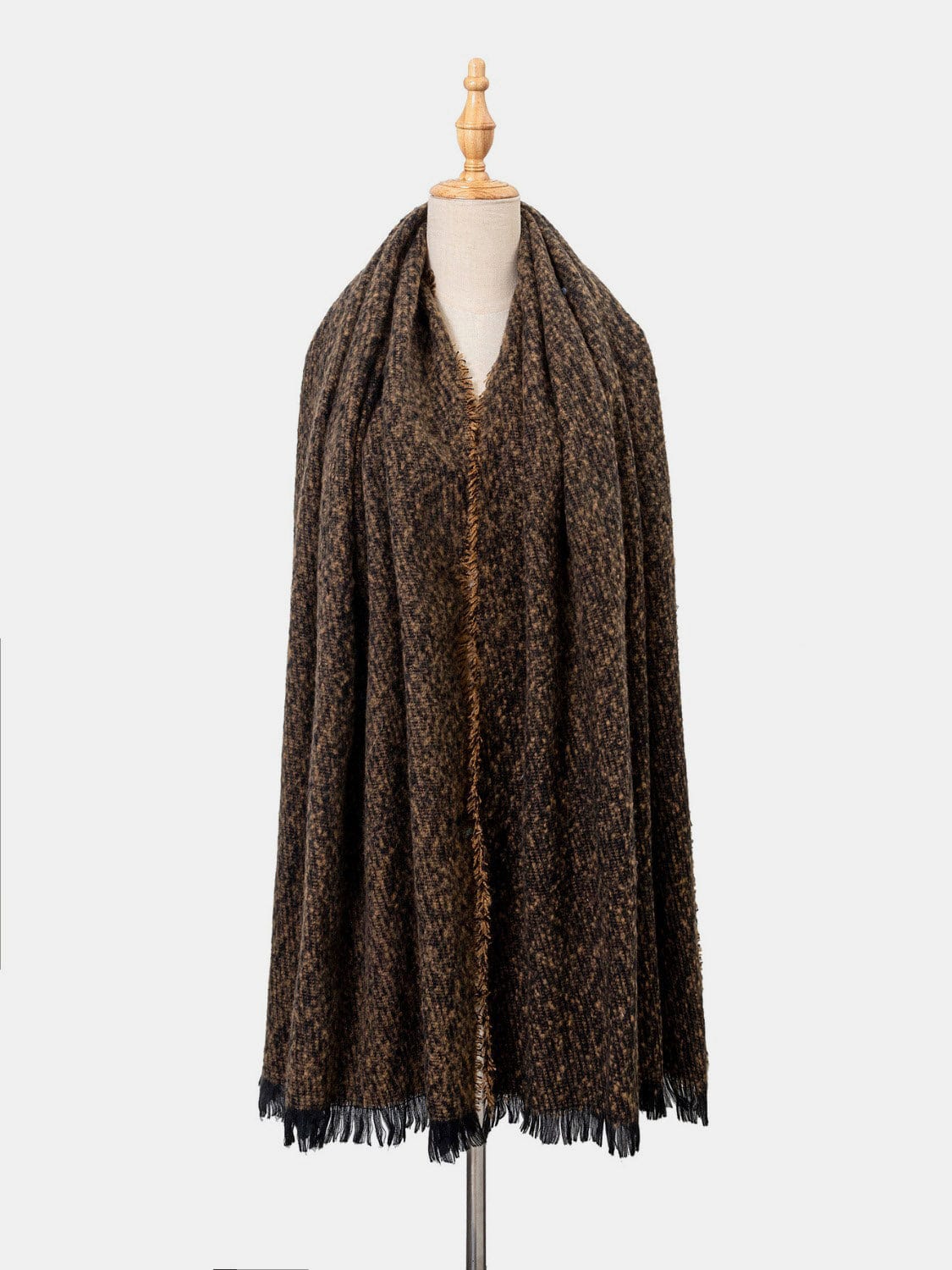 Raw Hem Heathered Polyester Scarf - Trendsi