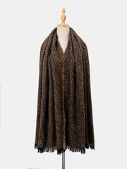 Raw Hem Heathered Polyester Scarf - Trendsi