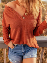 Button Detail Long Sleeve Knit Top - Trendsi - Flyclothing LLC
