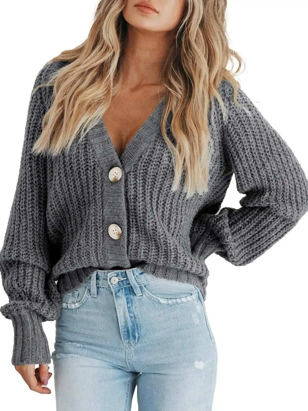 Button Up Long Sleeve Cardigan - Trendsi - Flyclothing LLC