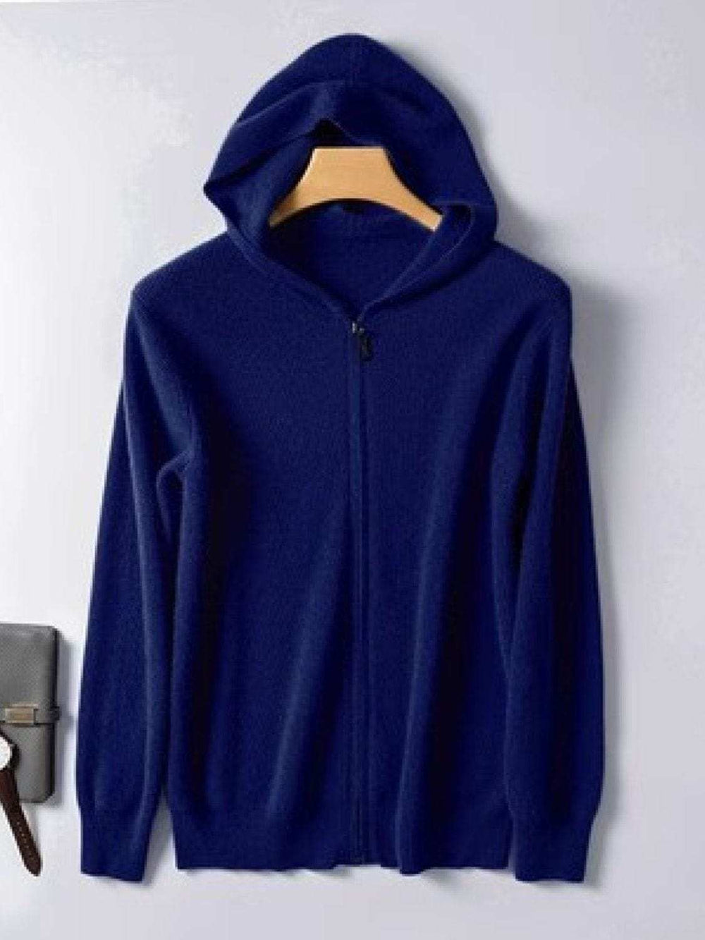 Men's Plus Size Zip Up Long Sleeve Hooded Cardigan - Trendsi - Flyclothing LLC
