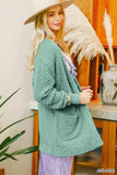 Zenana Long Sleeve Popcorn Sweater Cardigan with Pockets - Trendsi - Flyclothing LLC