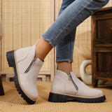 Ankle Boots with Zipper Accent - Trendsi - Flyclothing LLC