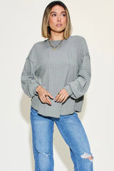 Basic Bae Full Size Ribbed Round Neck Long Sleeve T-Shirt - ShopBasicbae - Flyclothing LLC