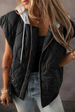 Drawstring Zip Up Hooded Vest Coat - Trendsi - Flyclothing LLC